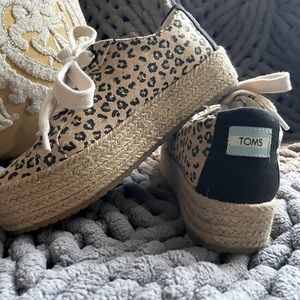 TOMS animal print platform espadrilles